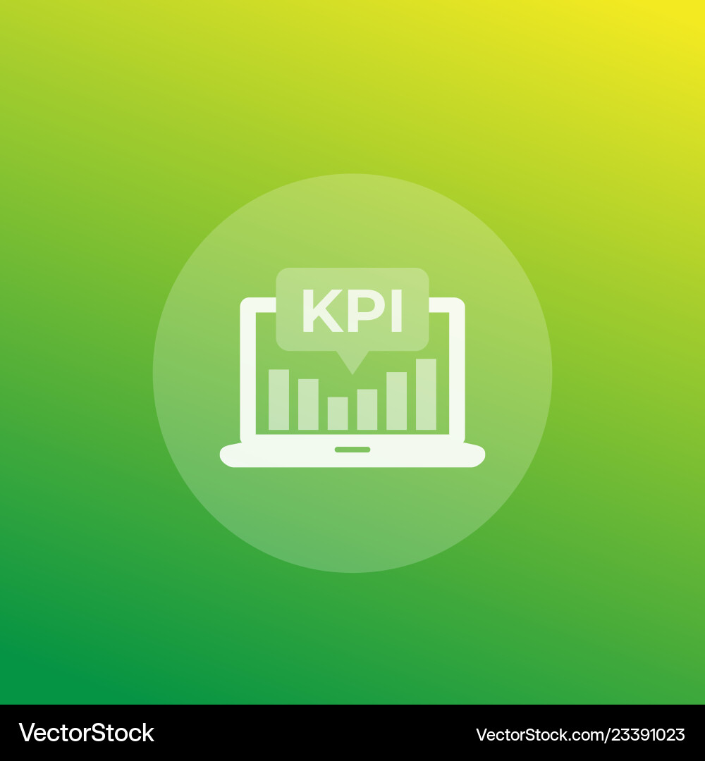 Kpi icon with laptop and analytic graph Kpi icon with laptop and analytic graph vector image