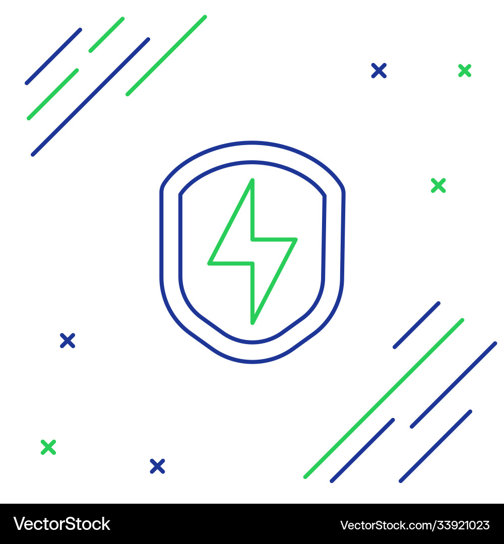 Line secure shield with lightning icon isolated Line secure shield with lightning icon isolated Vector Image