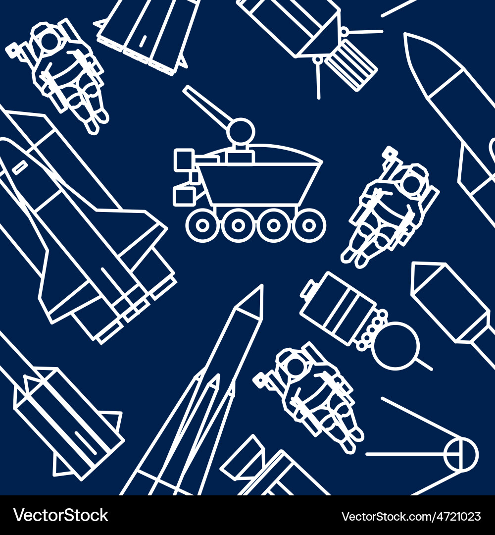 Linear set of icons relating to space exploration vector image