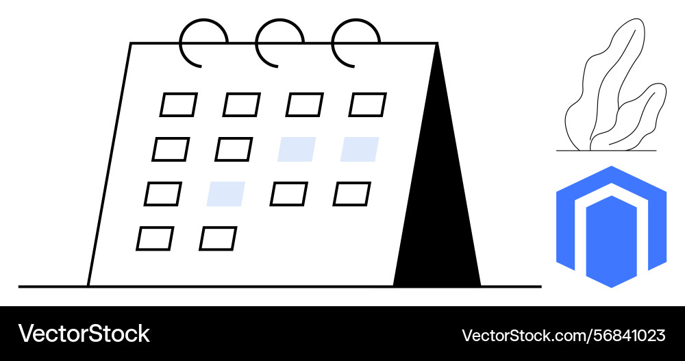 Minimalist desk calendar with highlighted dates Minimalist desk calendar with highlighted dates Vector Image