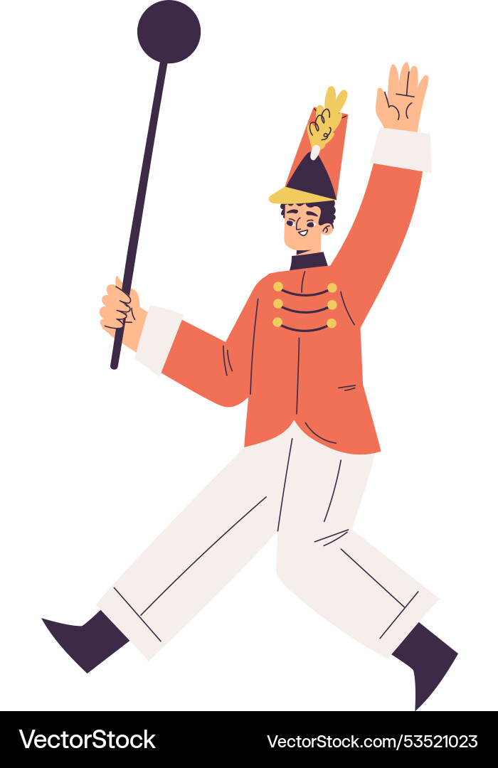 Orchestra with marching man character in red Orchestra with marching man character in red vector image