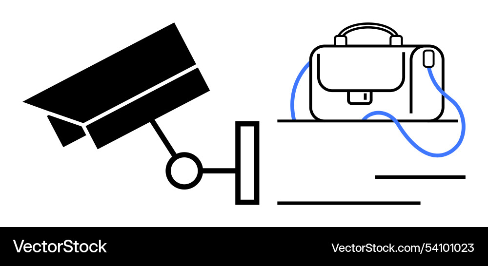 Security camera monitoring briefcase on shelf vector image