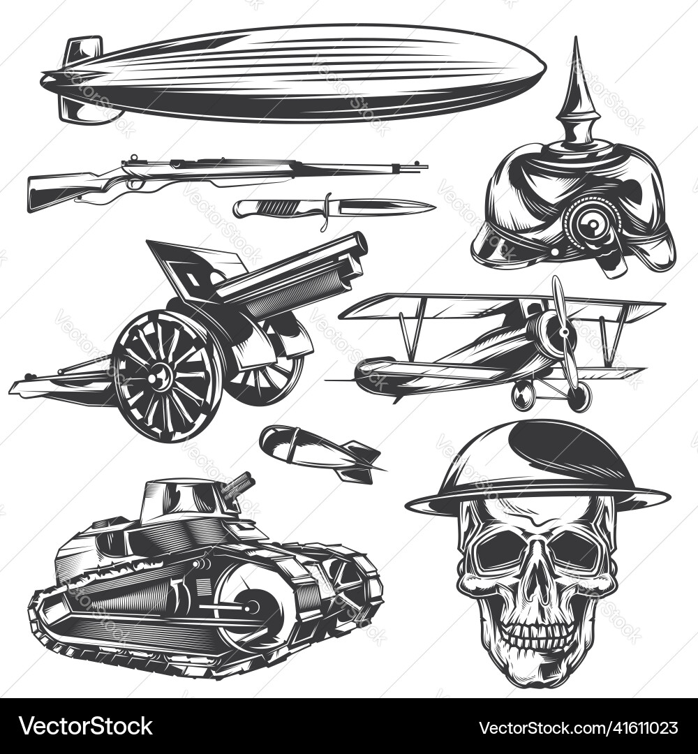Set of war elements for creating your own badges Vector Image