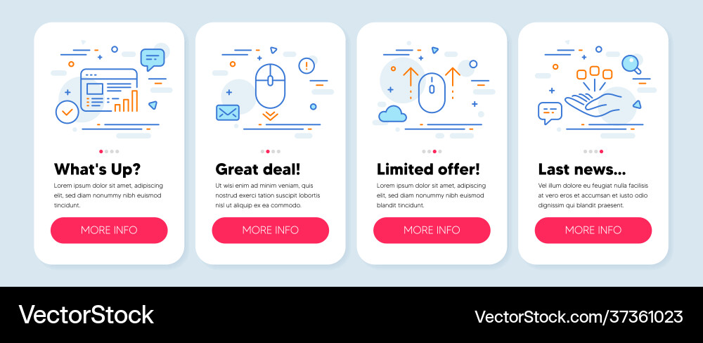 Set technology icons such as swipe up scroll Set technology icons such as swipe up scroll vector image