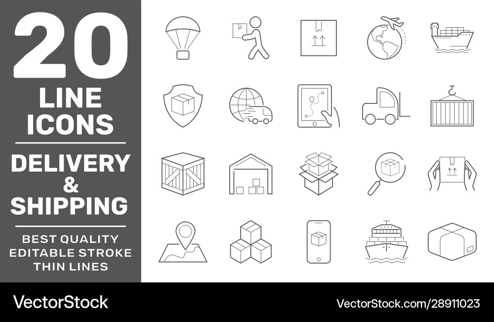 Simple set shipping and delivery related Vector Image