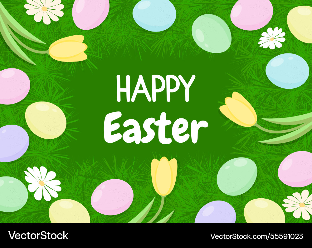 Spring Easter Footer Spring holiday easter eggs flowers frame border – Royalty-Free Vector ...