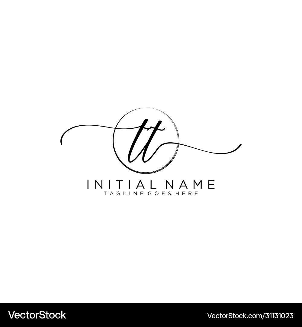 Tt initial handwriting logo with circle template vector image