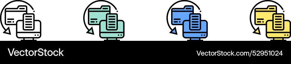 Backup copy icon outline green blue and yellow Vector Image