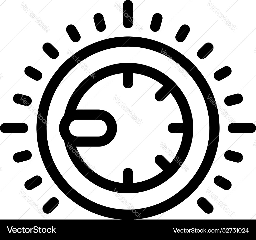 Circular timer showing time passing with rays icon Vector Image
