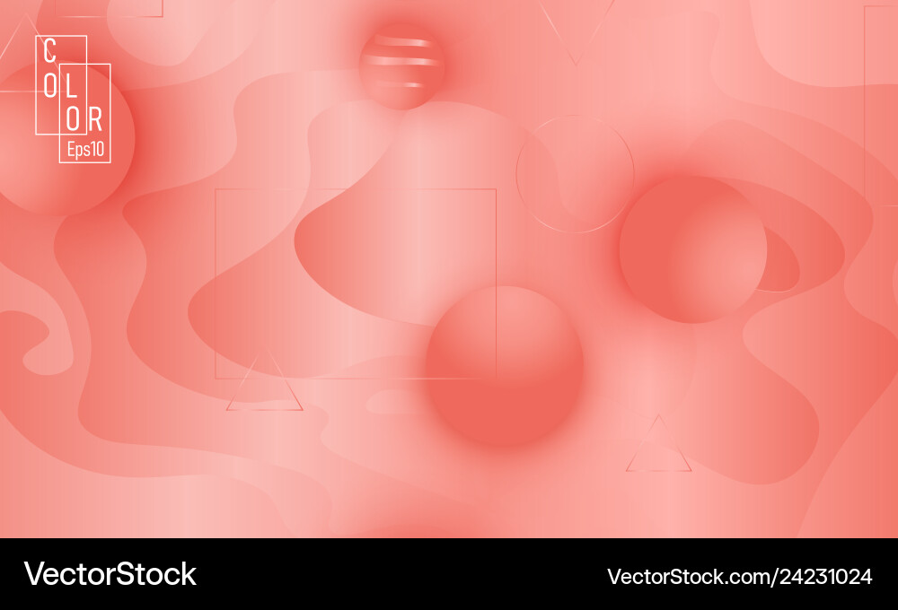 Coral color background fluid shapes pattern vector image