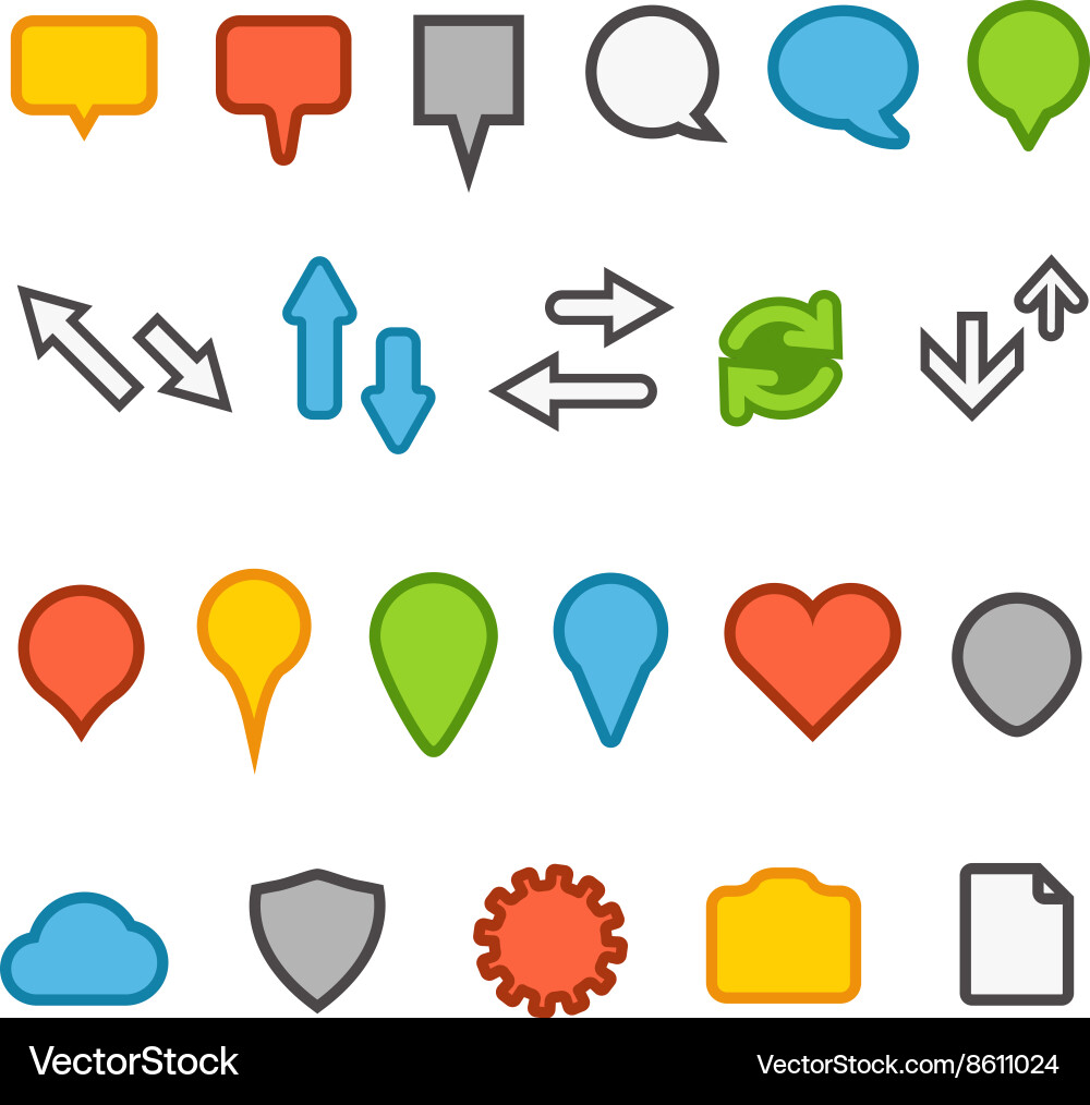 Different web color icons collection vector image