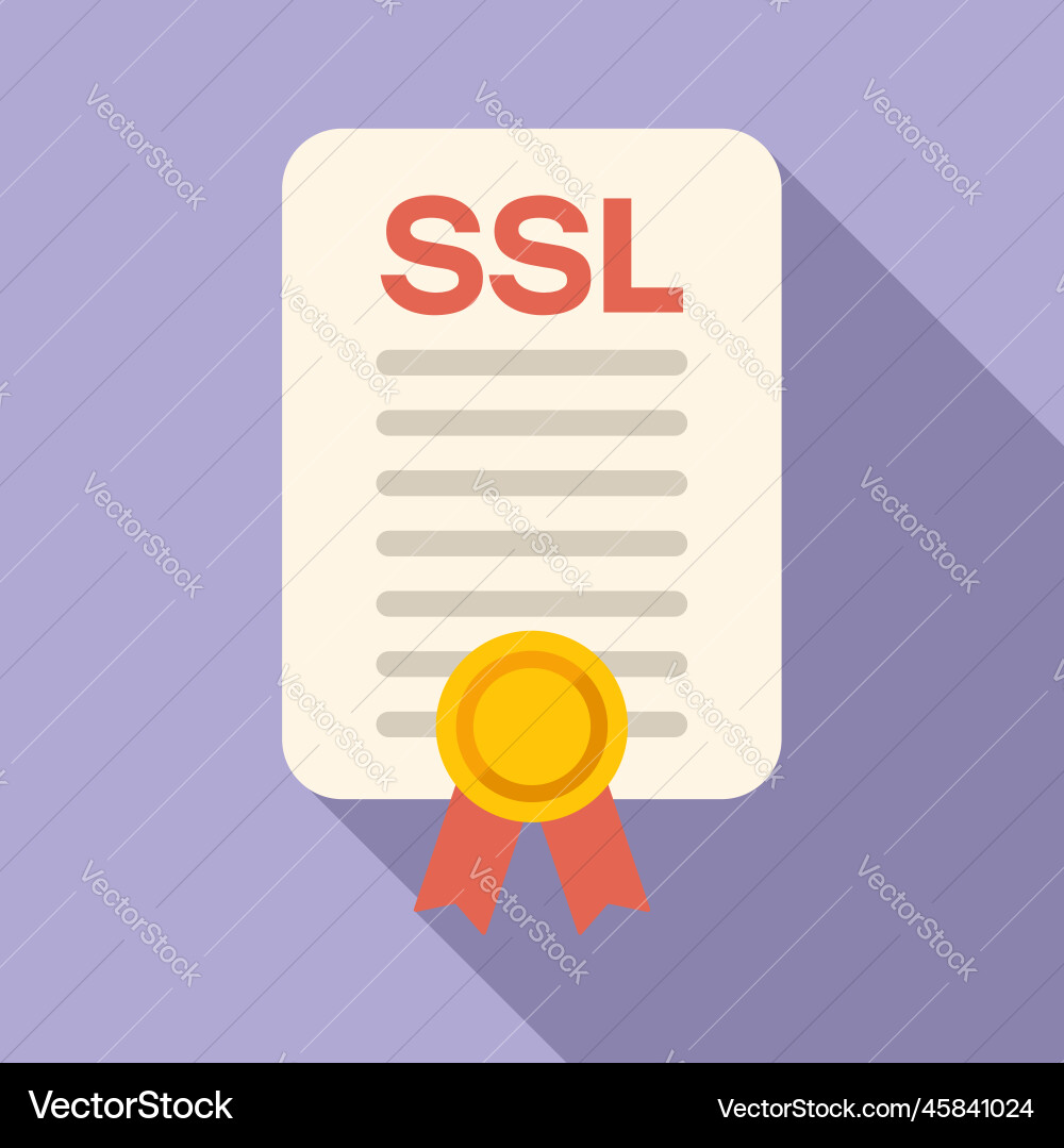 Digital ssl certificate icon flat secure Digital ssl certificate icon flat secure vector image