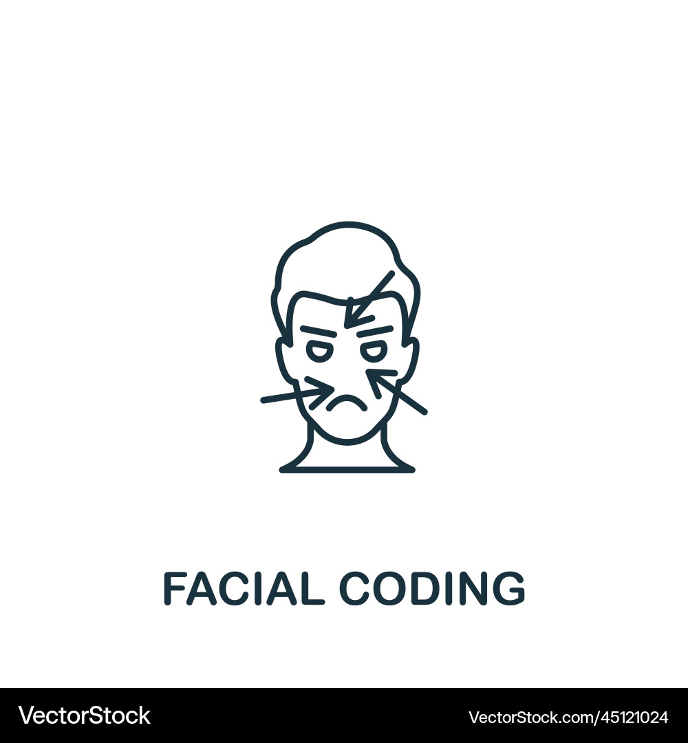 Facial coding icon monochrome simple Facial coding icon monochrome simple vector image