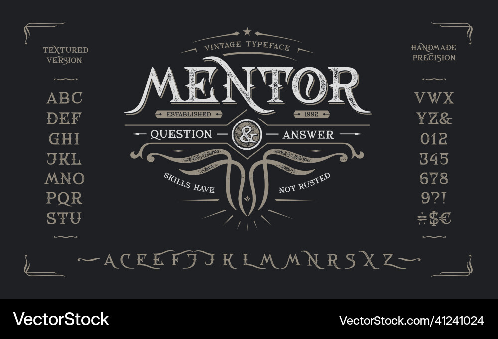 Font condor vintage design old label logo Font condor vintage design old label logo vector image