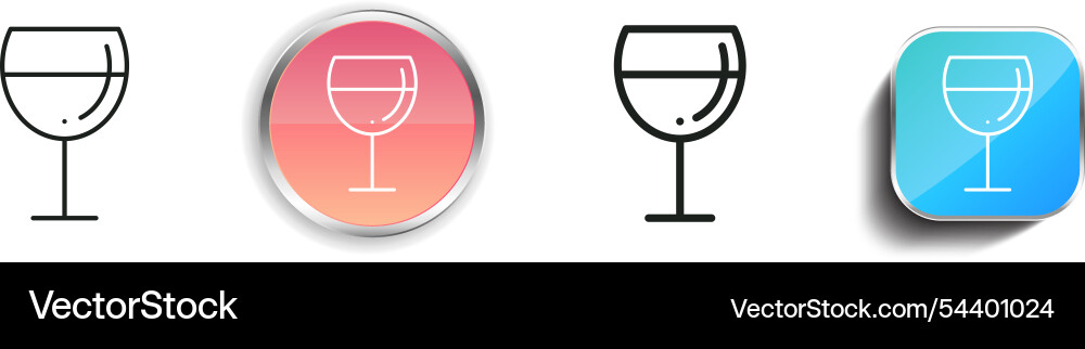 Glass icon thin linear regular and button style vector image
