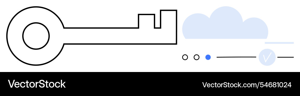 Key and cloud symbol with circular nodes Vector Image
