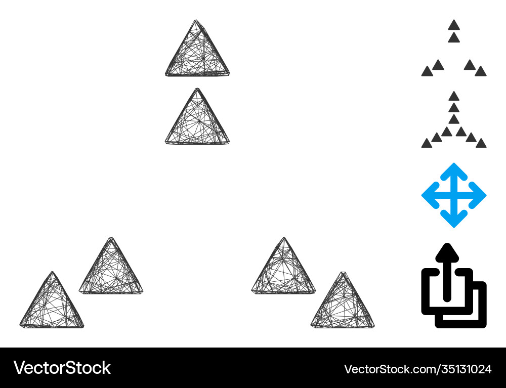 Network move out triangles mesh Network move out triangles mesh vector image