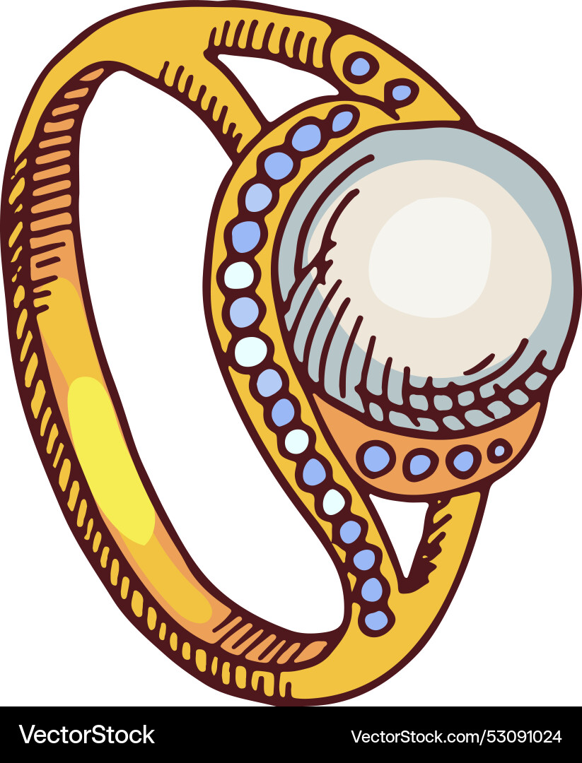 Perlenring elegante goldene Schmuckfarbe Ikone Perlenring elegante goldene Schmuckfarbe Ikone vektorbild