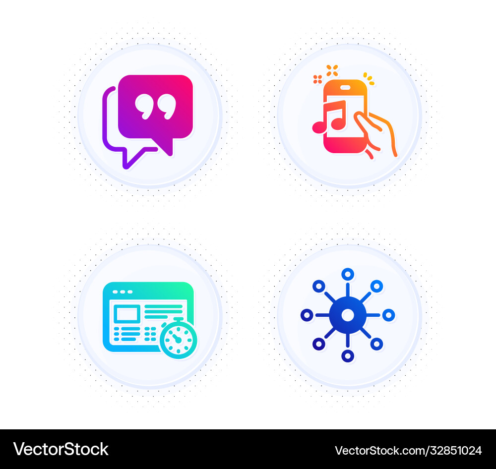 Quote bubble music phone and web timer icons set Quote bubble music phone and web timer icons set vector image