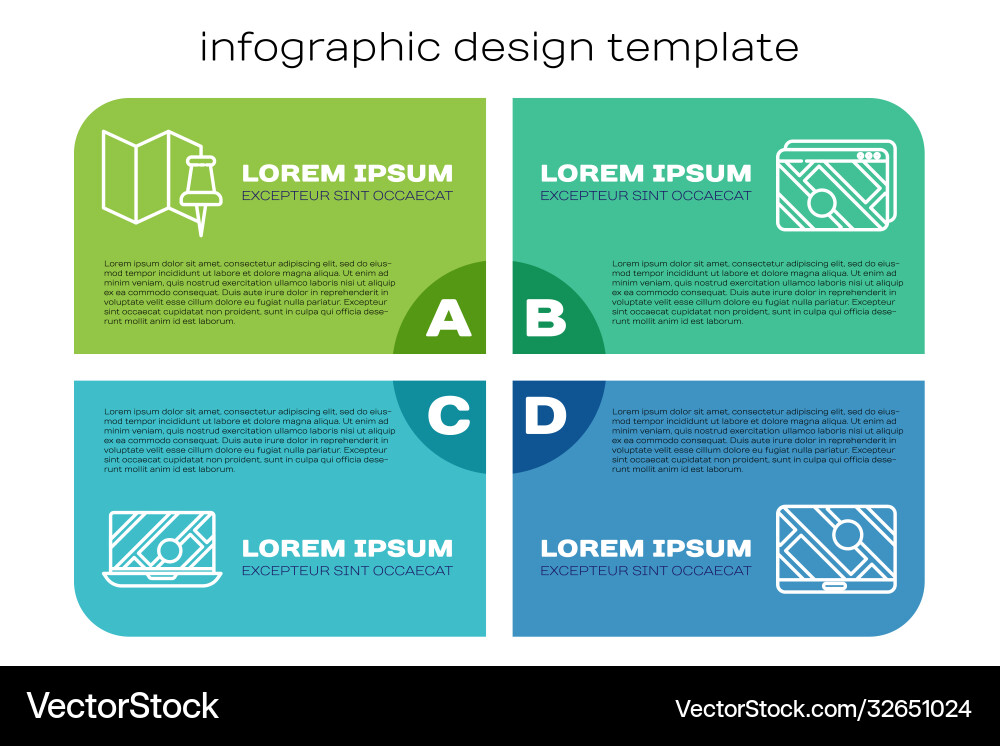 Set line city map navigation folded with push Vector Image