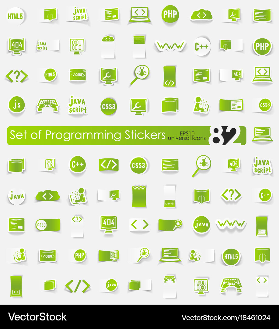Set of programming stickers vector image