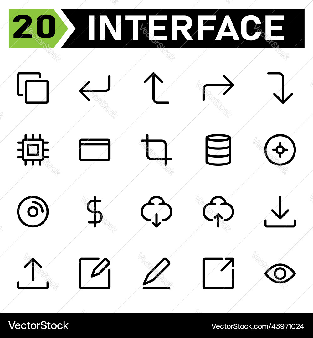 User interface icon set include corner down left User interface icon set include corner down left vector image