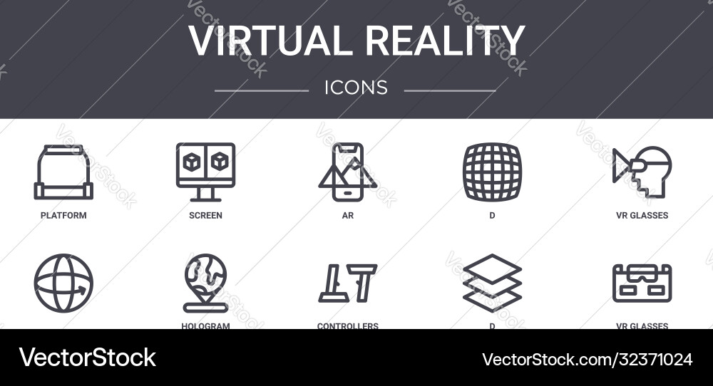 Virtual reality concept line icons set contains Virtual reality concept line icons set contains vector image