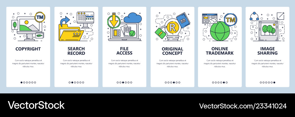 Web site onboarding screens files access vector image