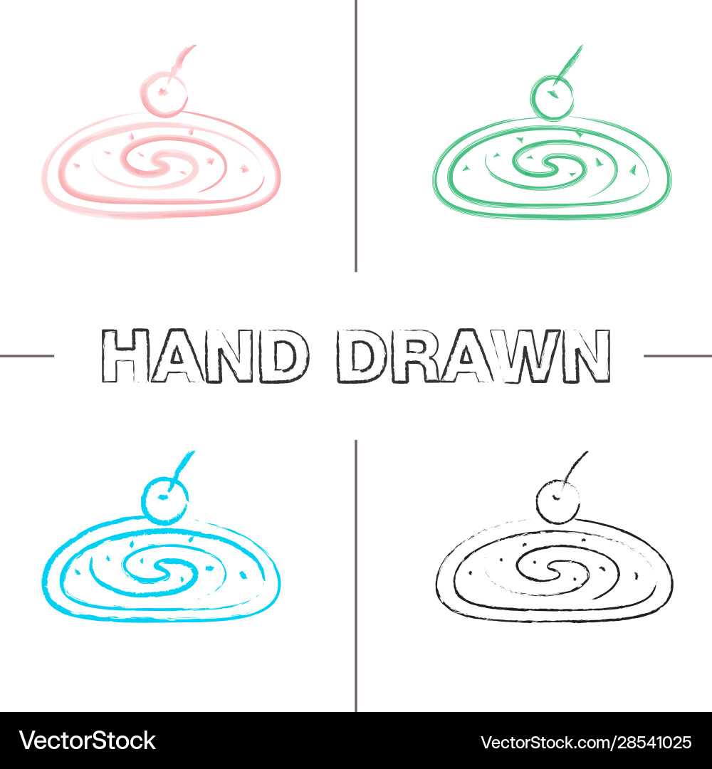 Cherry strudel handgezeichnete Symbole Set Cherry strudel handgezeichnete Symbole Set vektorbild