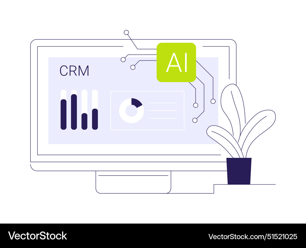 Crm with ai-generated insights abstract concept Crm with ai-generated insights abstract concept vector image