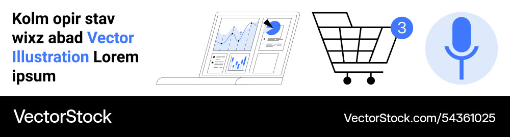 Digital business elements with analytics dashboard Vector Image