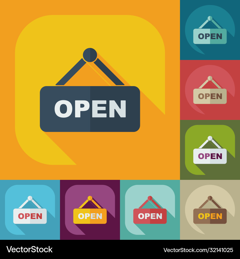 Flat modern design with shadow icons open label vector image