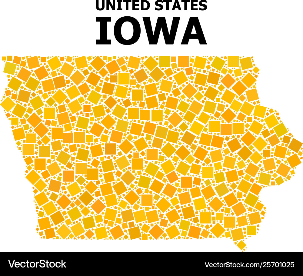 Golden rotated square pattern map iowa state Vector Image