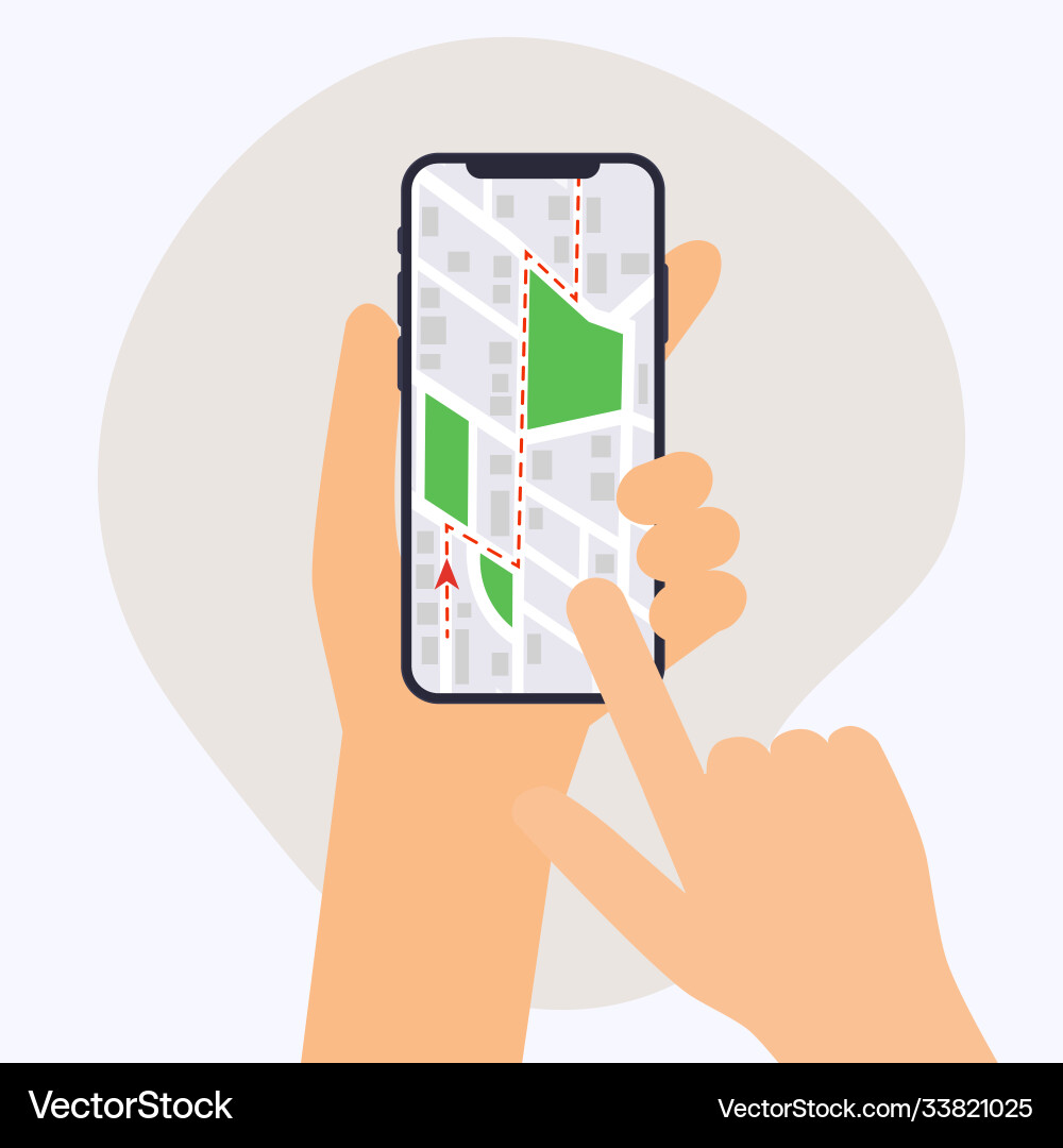 Hand Using Smartphone GPS Navigation vector image