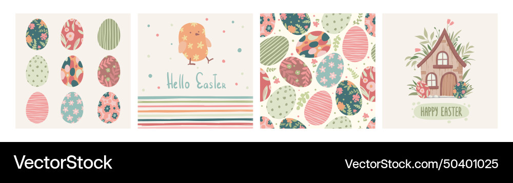 Happy easter patterns modern geometric abstract vector image