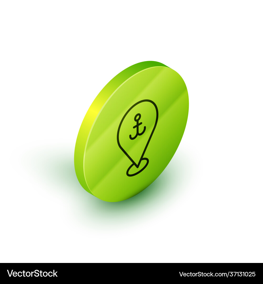 Isometric line map pointer with anchor icon Isometric line map pointer with anchor icon vector image