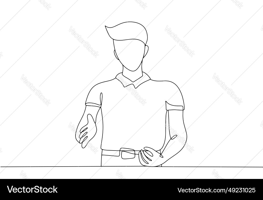 Man sign language gesture one line Man sign language gesture one line Vector Image