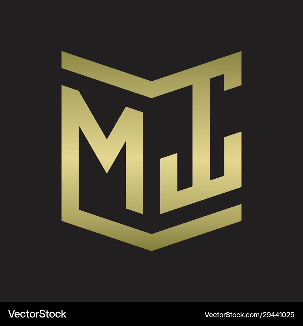 Mt Logo Emblem Monogramm mit Schild Design Mt Logo Emblem Monogramm mit Schild Design vektorbild