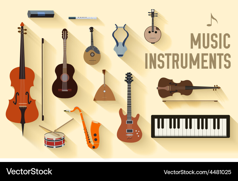 Musical Instruments Flat Background Vector Image