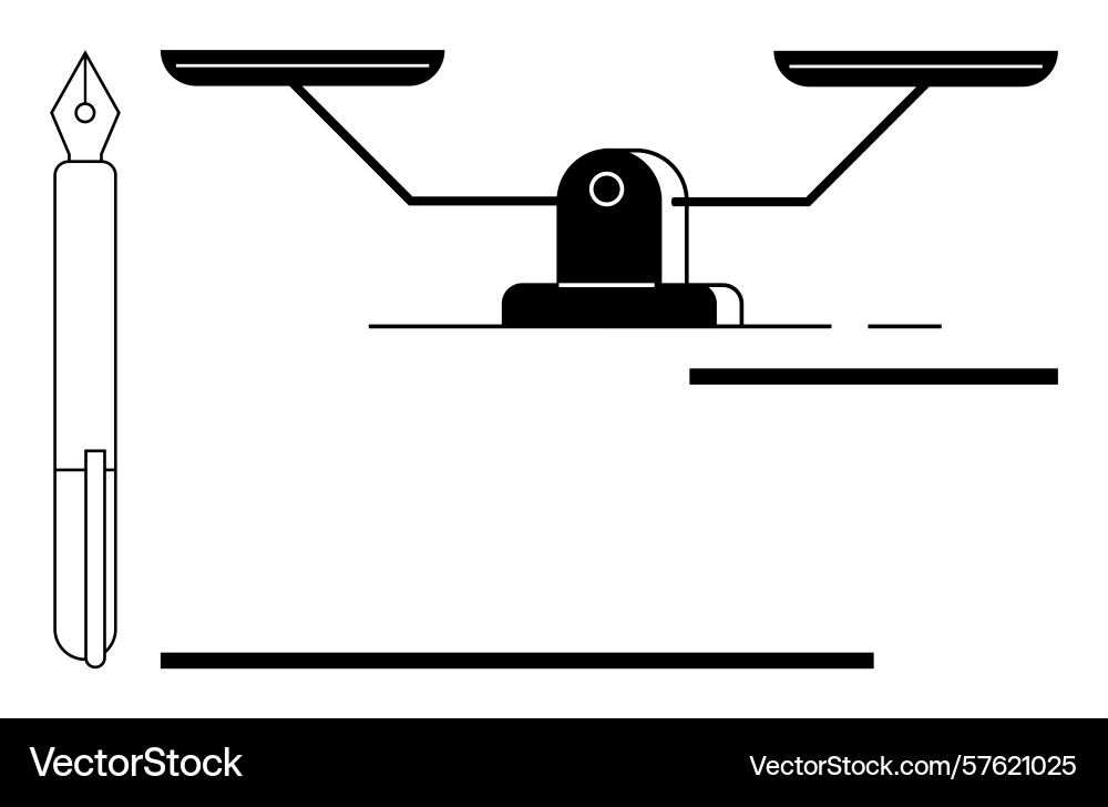 Pen and scale signifying balance between precision Vector Image