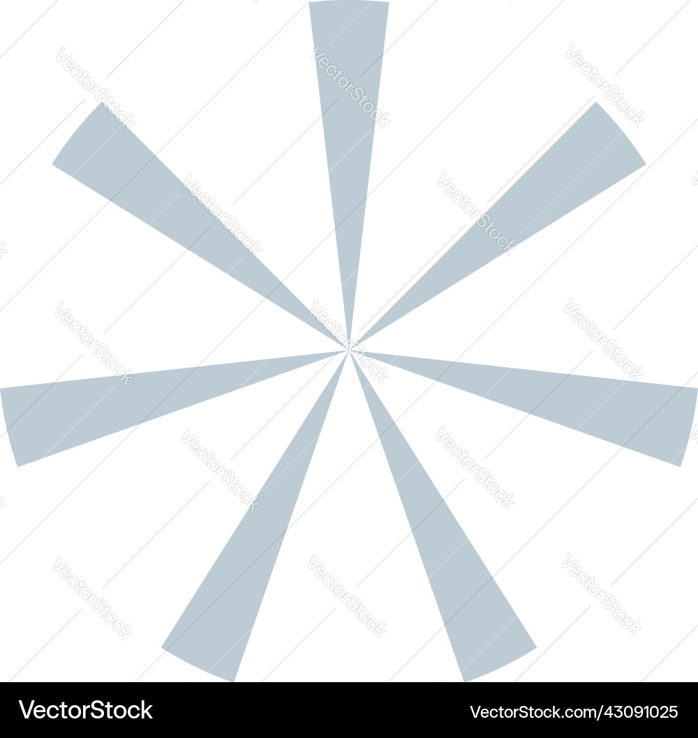 Radial rays beams converging lines shape element Vector Image