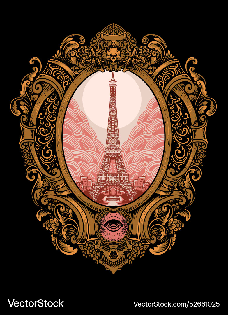 Retro eiffel tower with vintage style Retro eiffel tower with vintage style Vector Image
