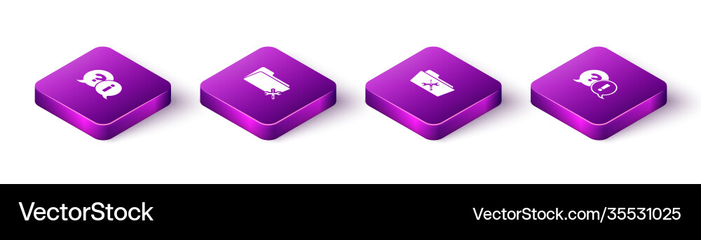 Set isometric question and exclamation folder Set isometric question and exclamation folder vector image