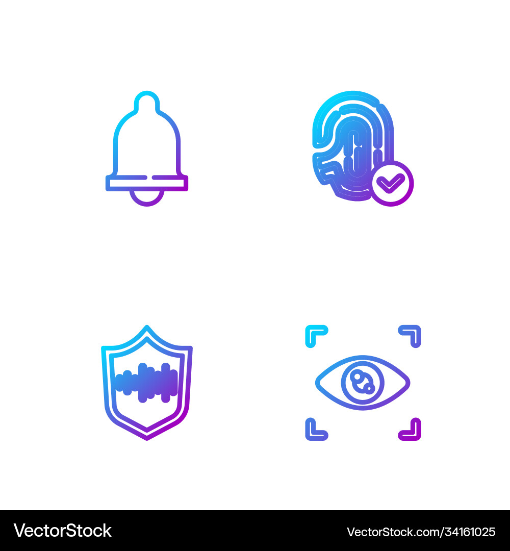 Set line eye scan shield voice recognition Set line eye scan shield voice recognition vector image
