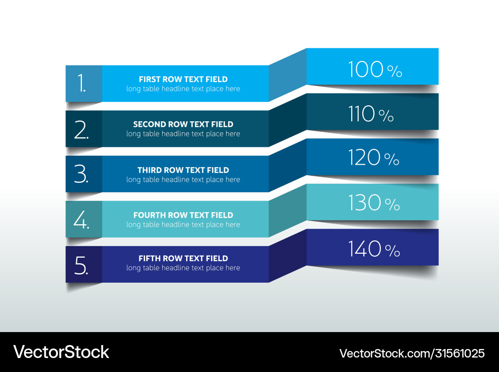Table schedule design template with 5 row banner Table schedule design template with 5 row banner vector image