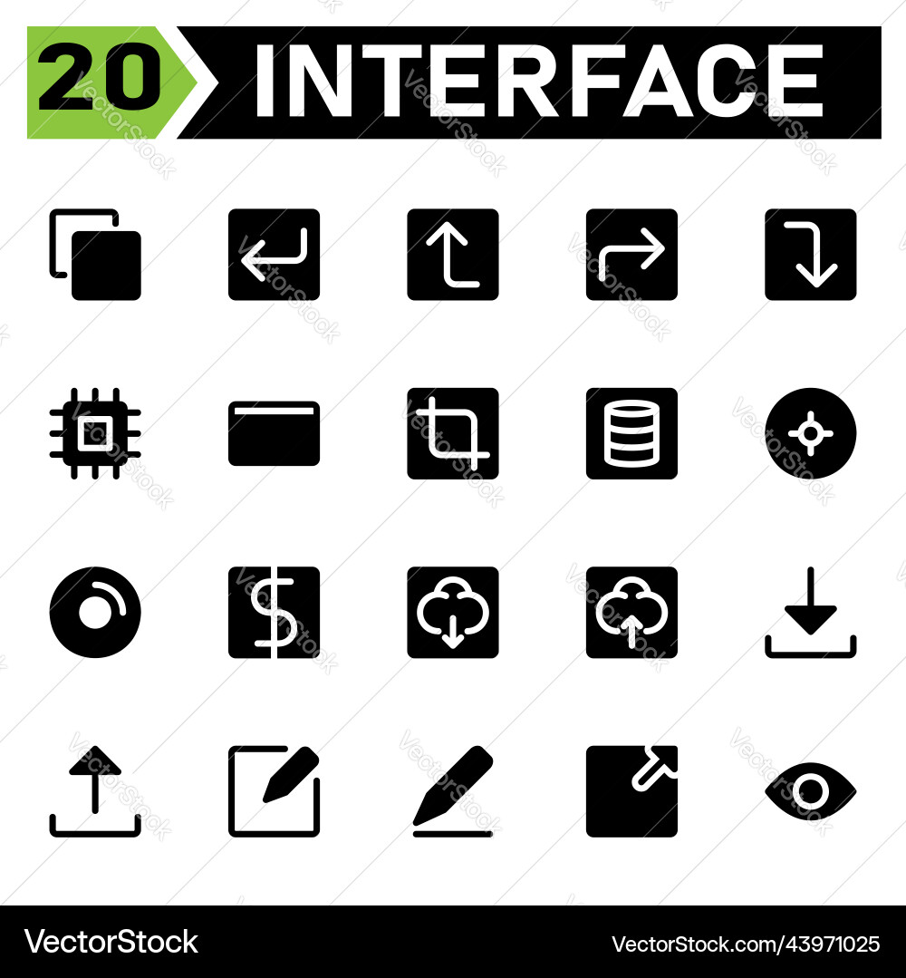 User interface icon set include corner down left User interface icon set include corner down left vector image