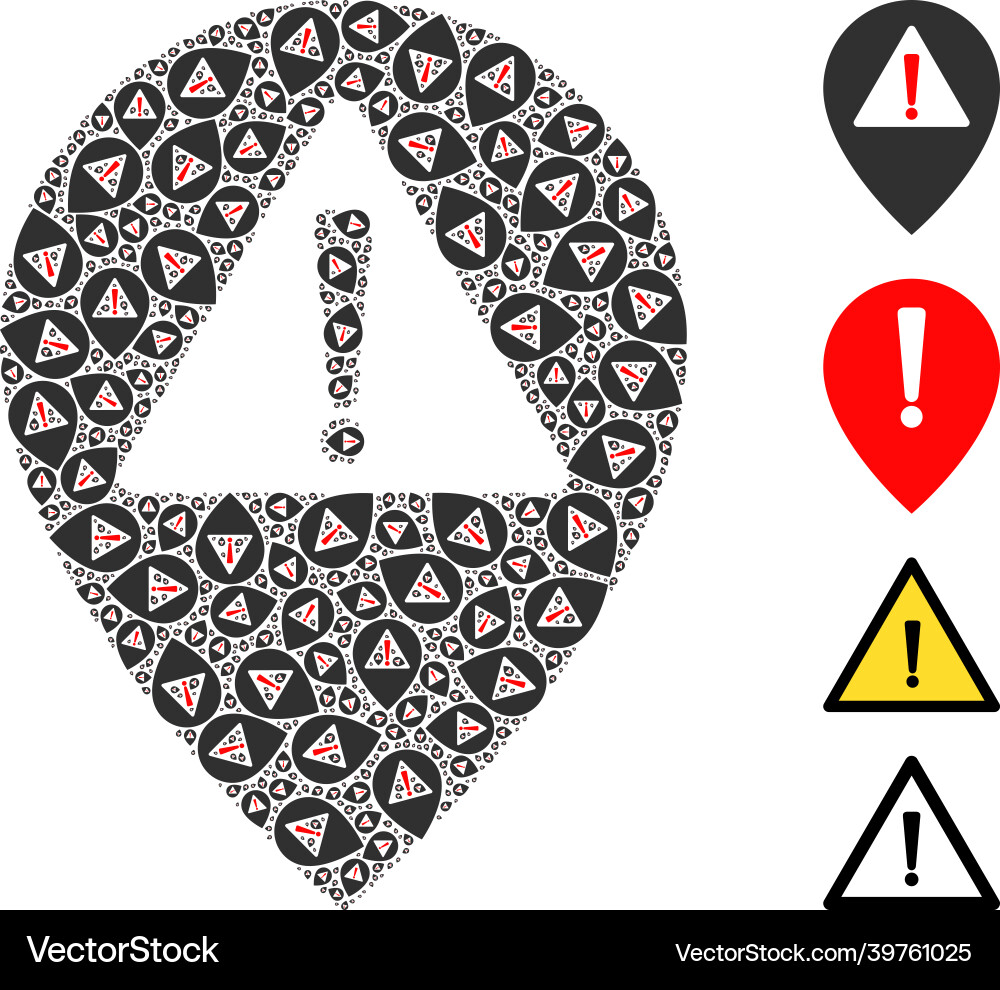 Warning map pointer icon recursion composition Warning map pointer icon recursion composition vector image