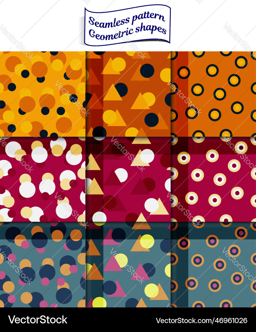 A set of seamless patterns with geometric shapes Vector Image
