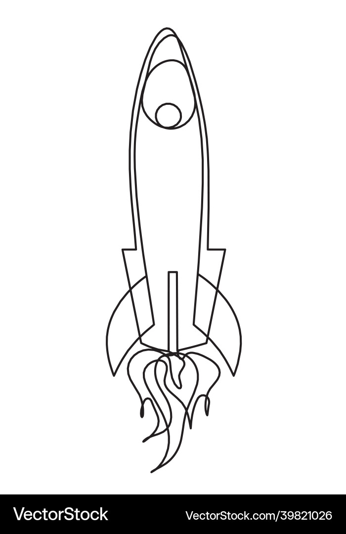 Abstract rocket as continuous line drawing Abstract rocket as continuous line drawing Vector Image