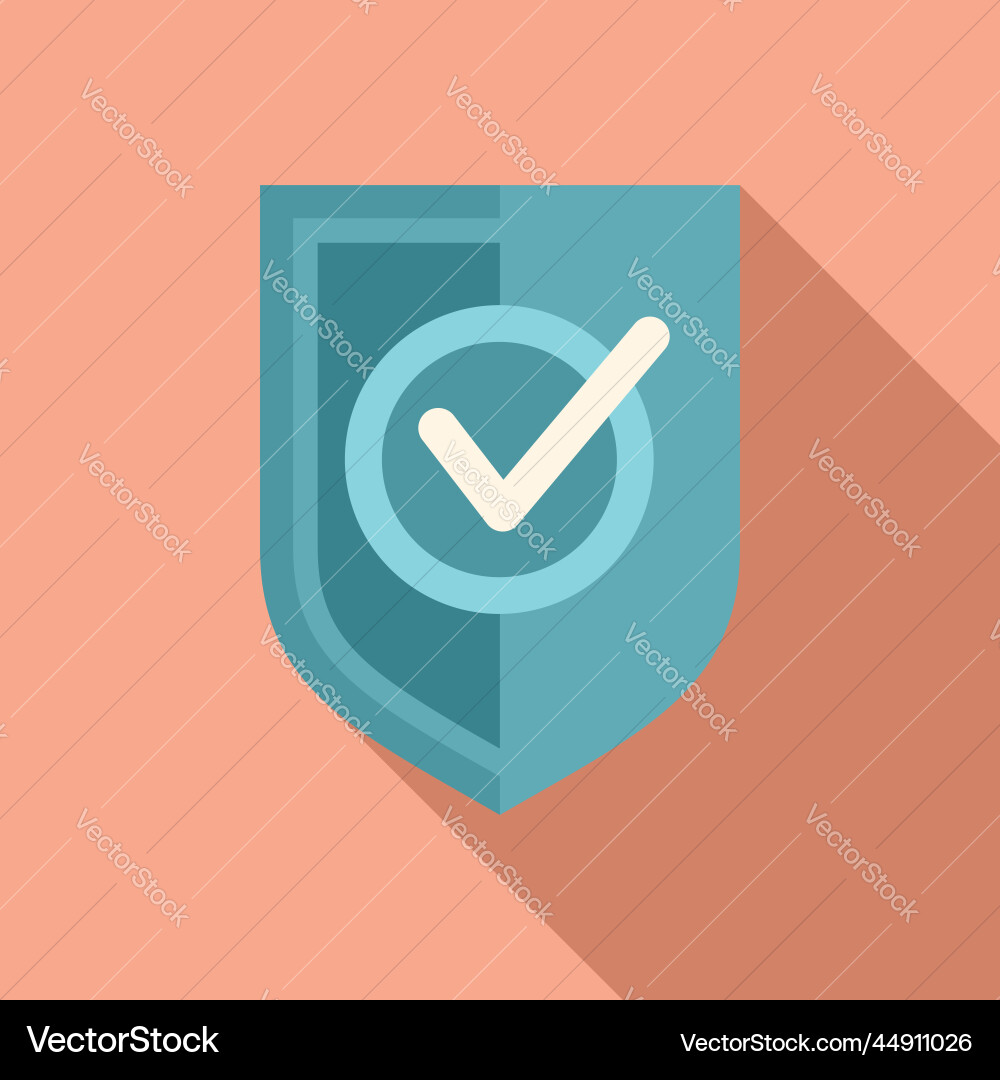 Approved shield icon flat interface button Vector Image